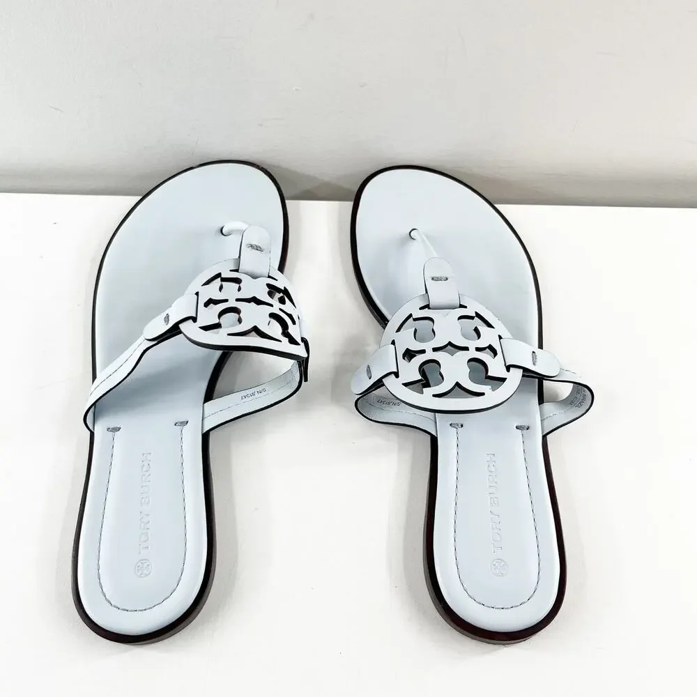 Tory Burch Miller Welt Thong Leather Sandals Pastel Blue 8.5 - Picture 7 of 8